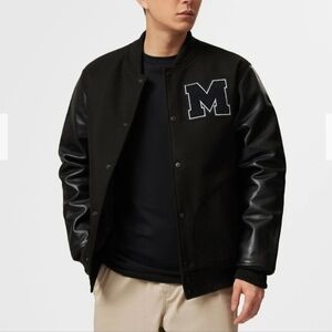 NWT! Mercedes AMG Petronas F1 Varsity Leather Bomber Jacket Sz 2XL